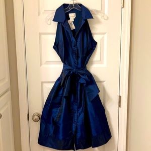 Donna Morgan taffeta type sz 6 dark blue racerback